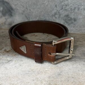 Guess Brown Leather Belt with Silver Buckle Womens size Large